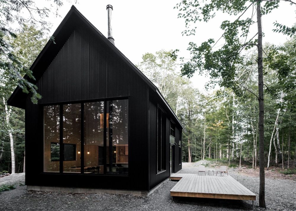 black wooden house