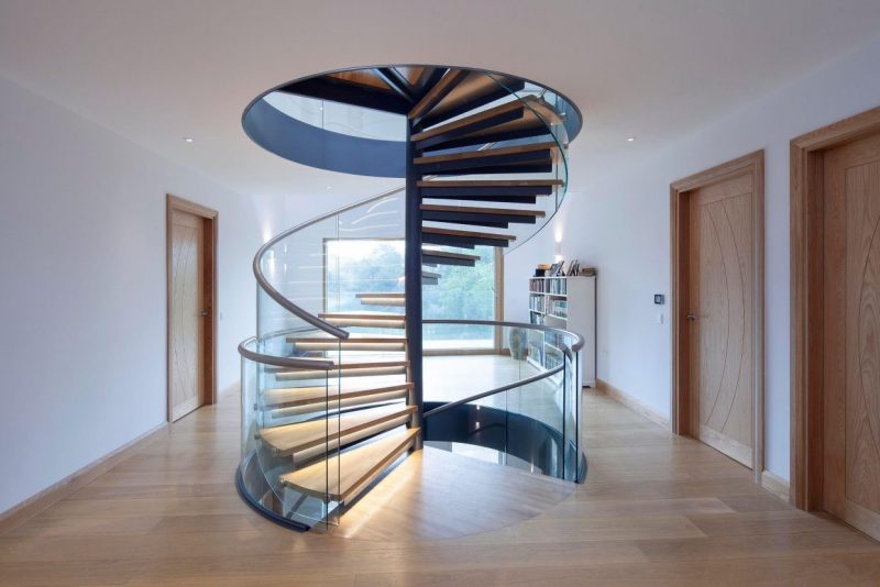 glass spiral stairs