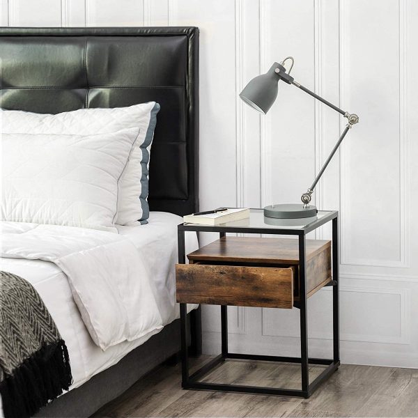 wooden Iron Bedside Table interior