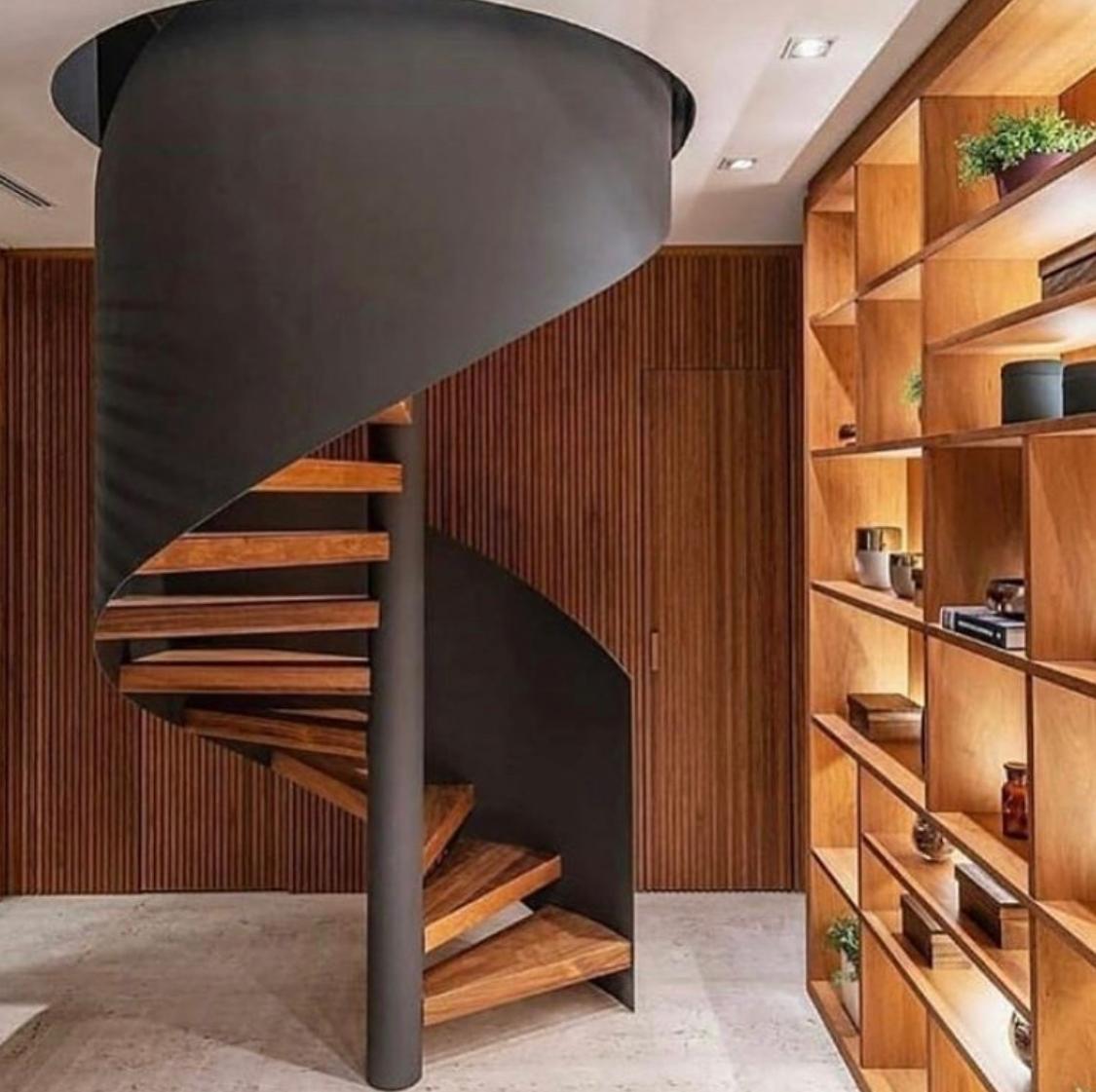wooden anda metal Spiral Staircase