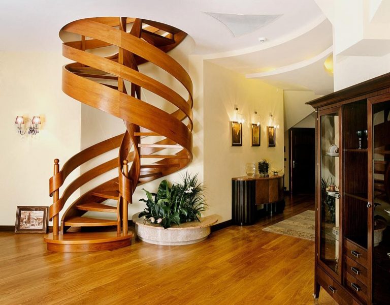 wooden spiral stairs