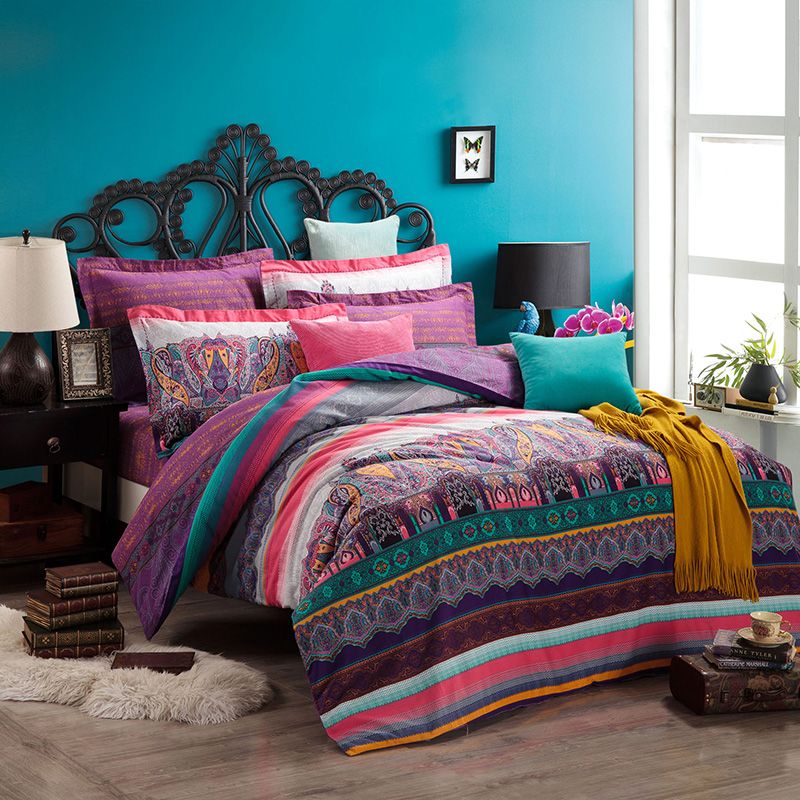 Bohemian Bedroom in Purple Color