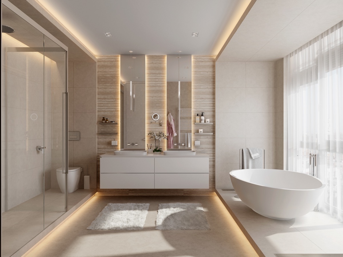 Luxurious Bathtub with Ambient Light