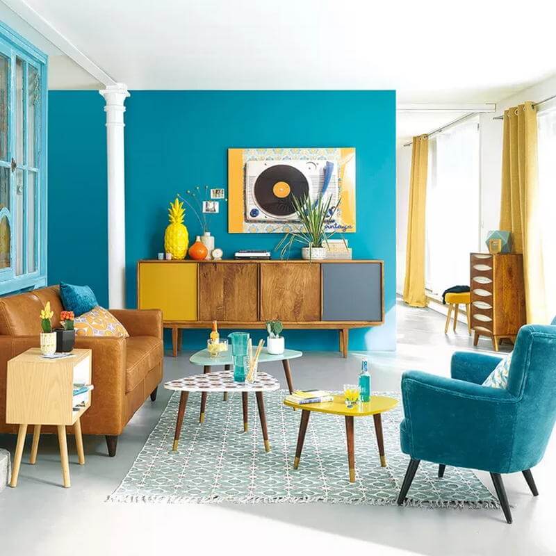 Retro Blue Living Room