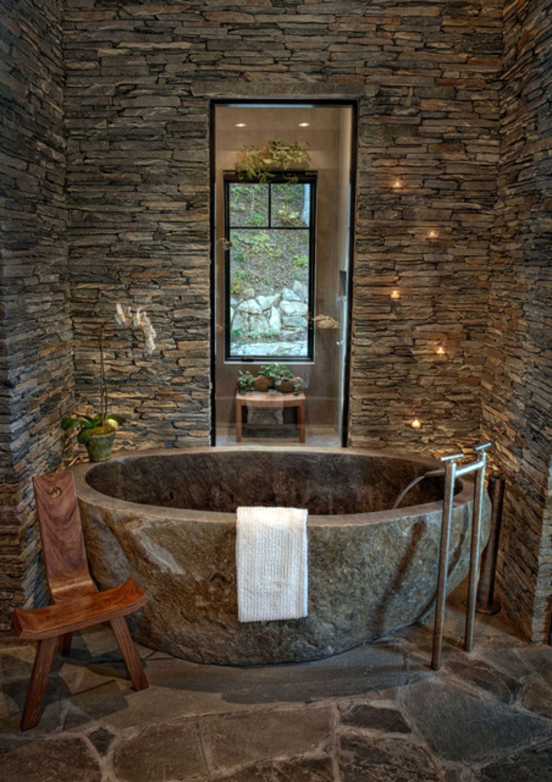 Rustic Bathtub From Stone Material