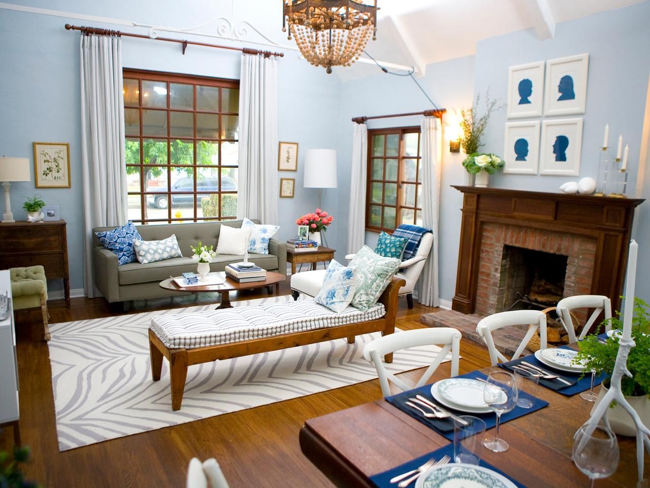 Traditional Blue Living Room