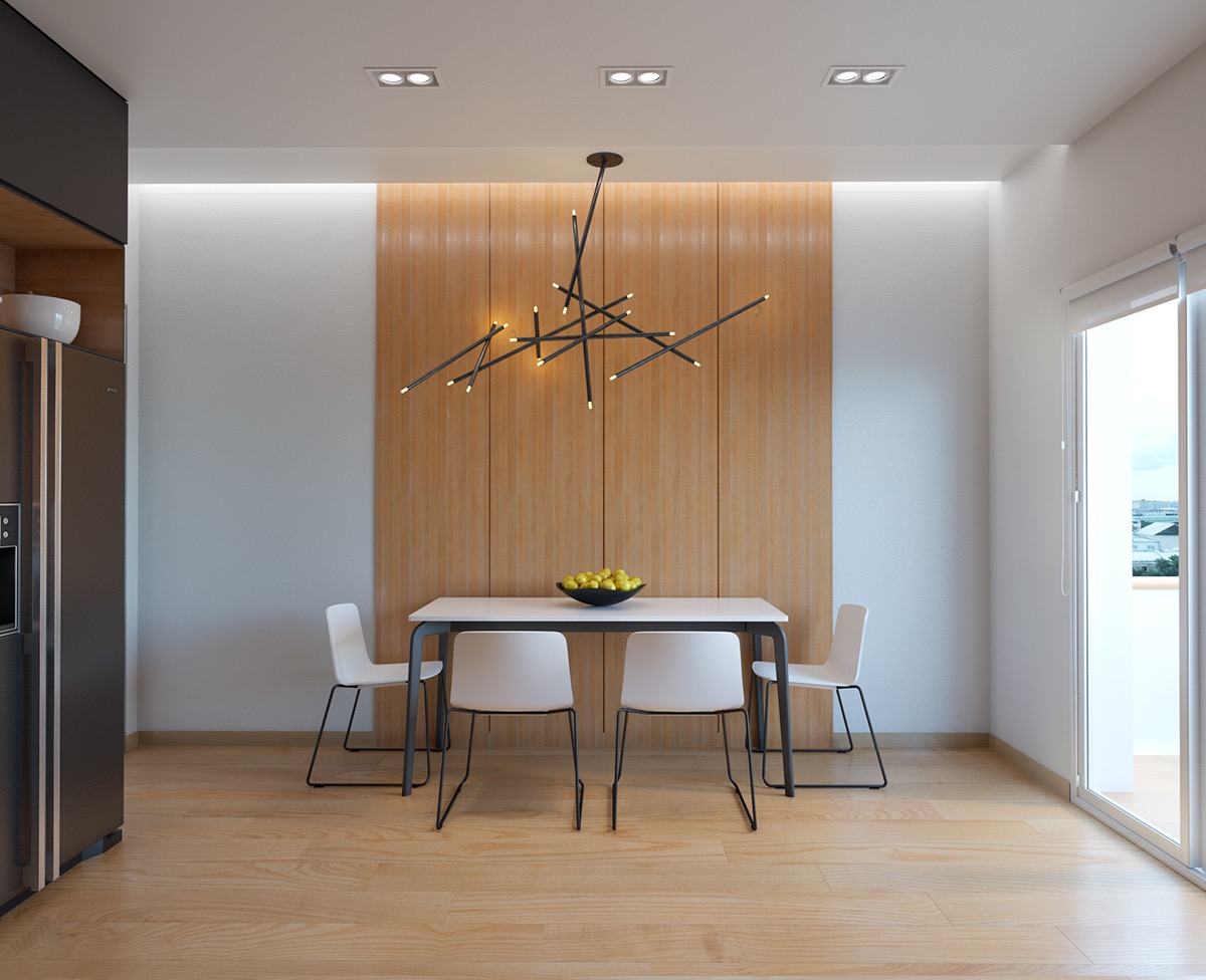 Minimalist Dining Room with Modern Chandelier