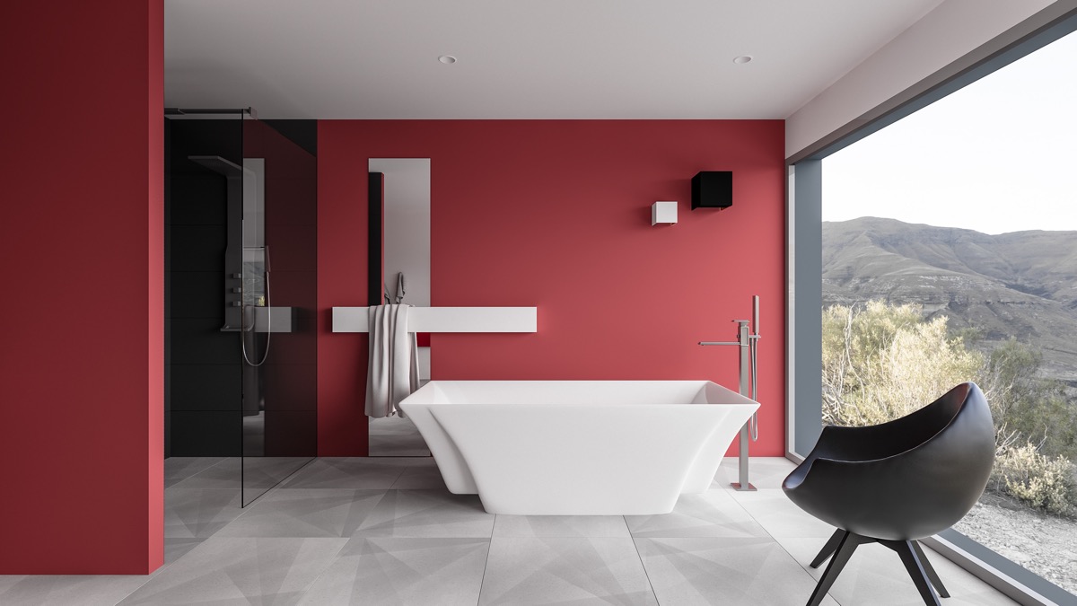 Modern Red Bathroom