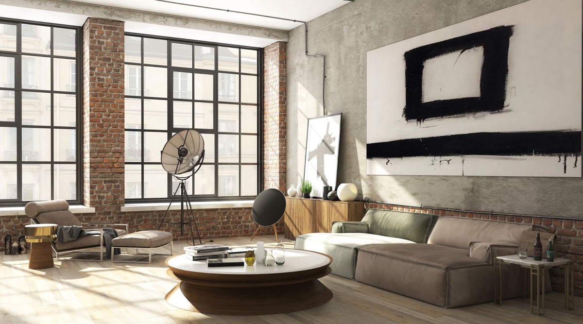 Monochrome Industrial Living Room