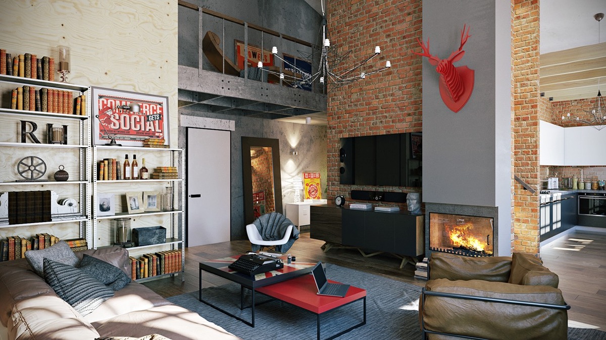 Industrial Rustic Design - Industrial Living Room
