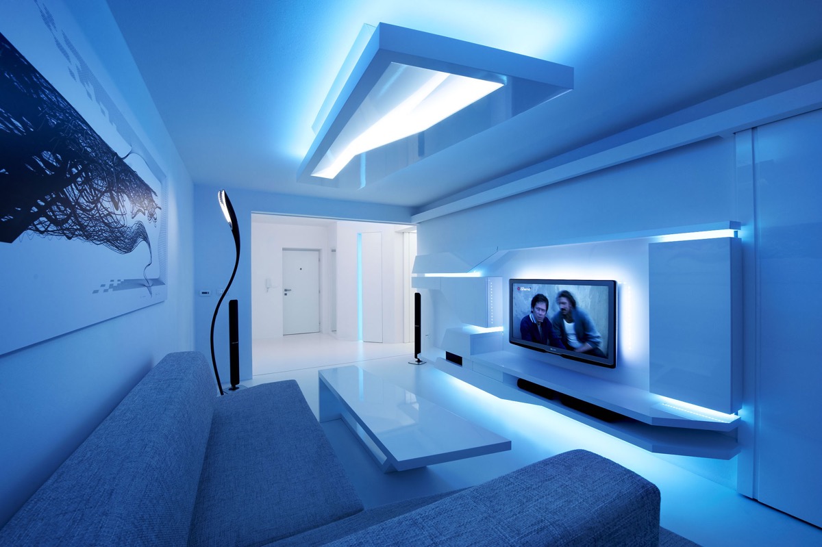 Blue Living Room with Ambient Light