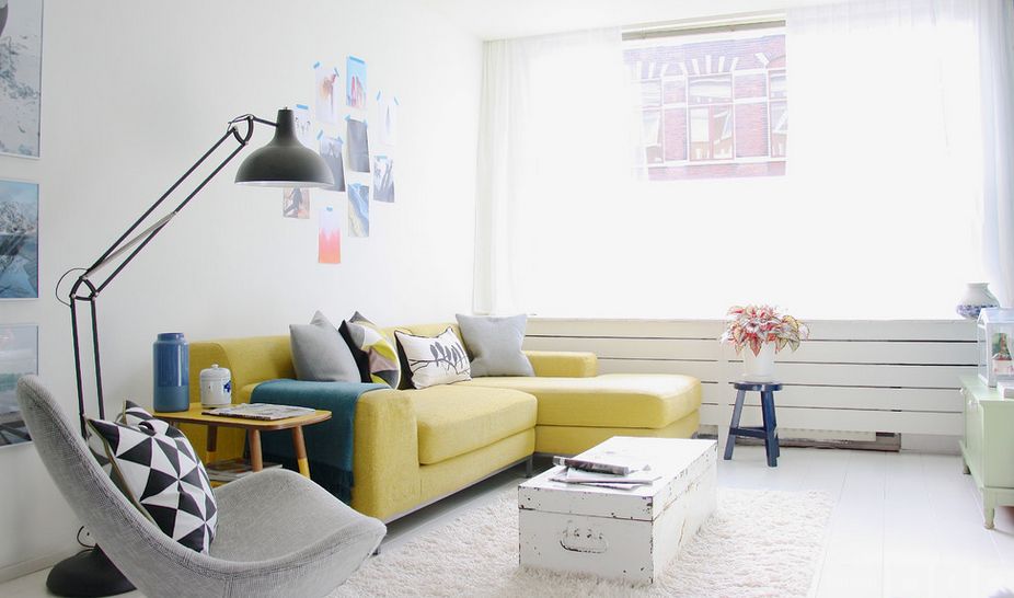 Yellow Sofa in Bright and Cheerful Interior
