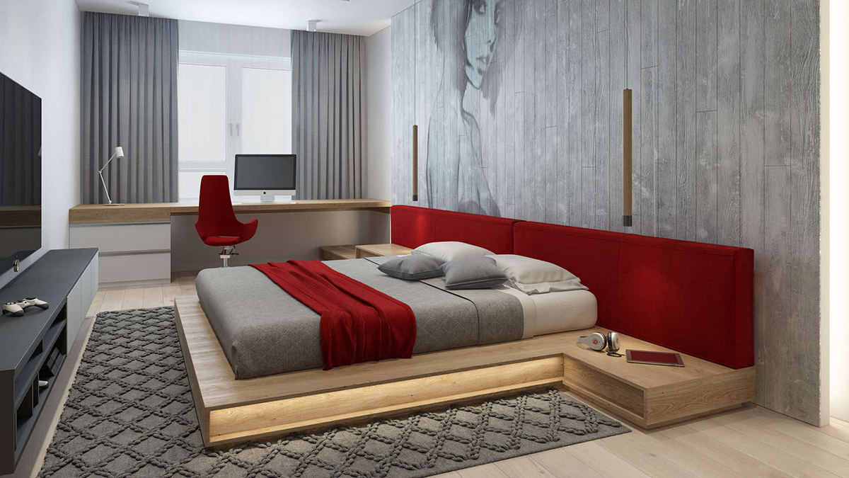 Industrial Red Bedroom