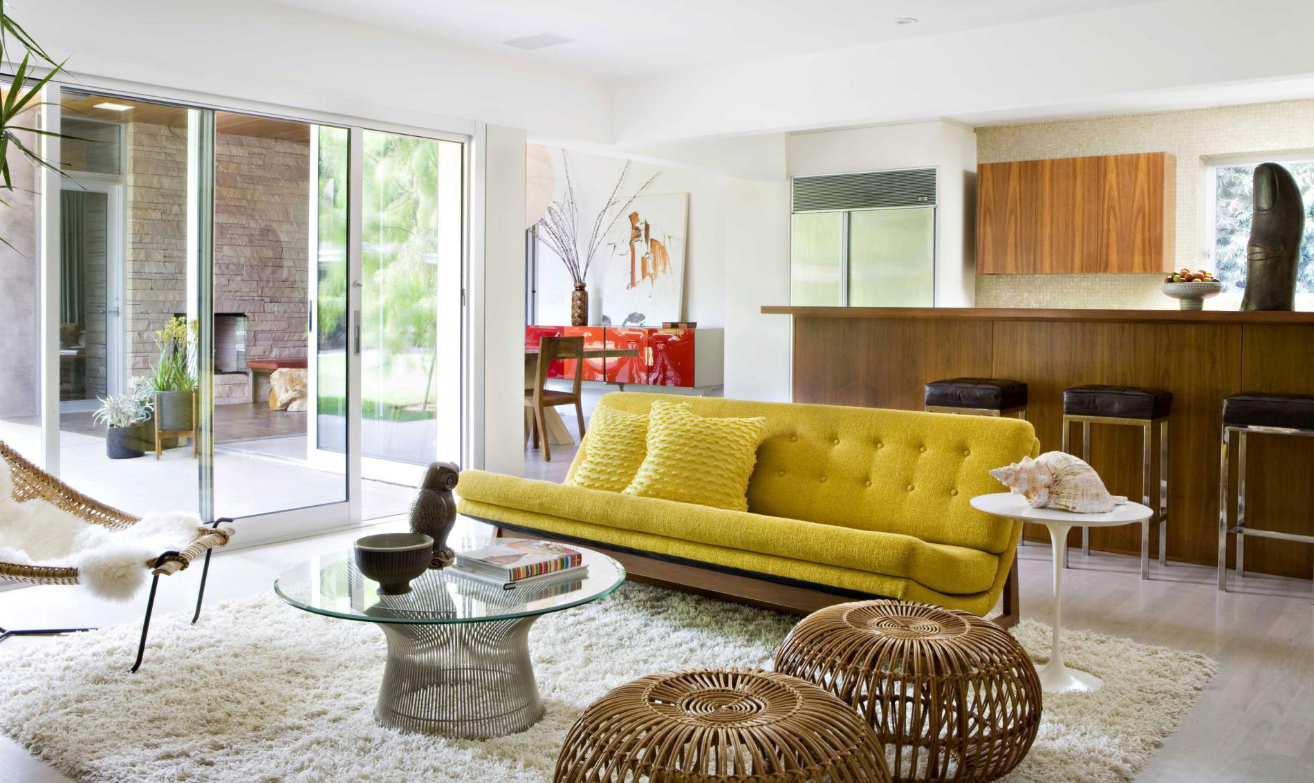 Yellow Sofa in an Open Space Interior