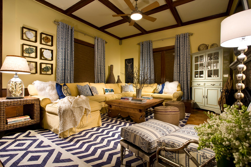 Yellow Sofa in a Rustic Interior