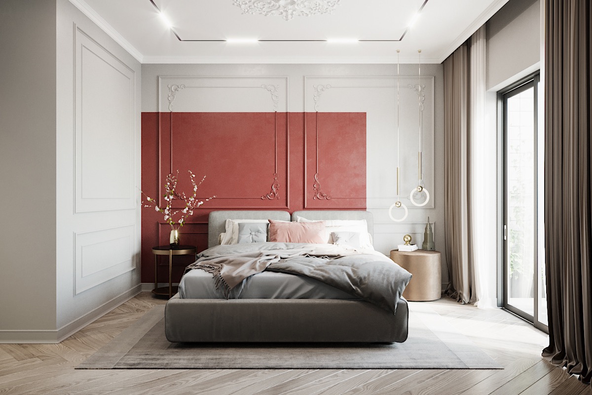 Simple Red Accent Bedroom