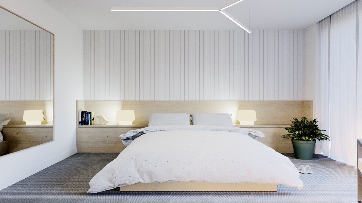Minimalist Bedroom with Textural Wall