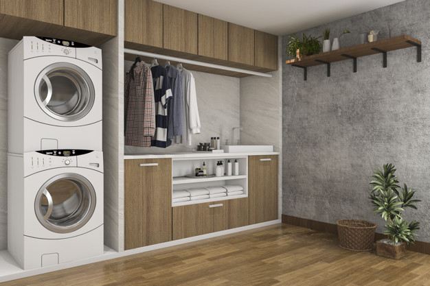 Concrete Wall Laundry Room