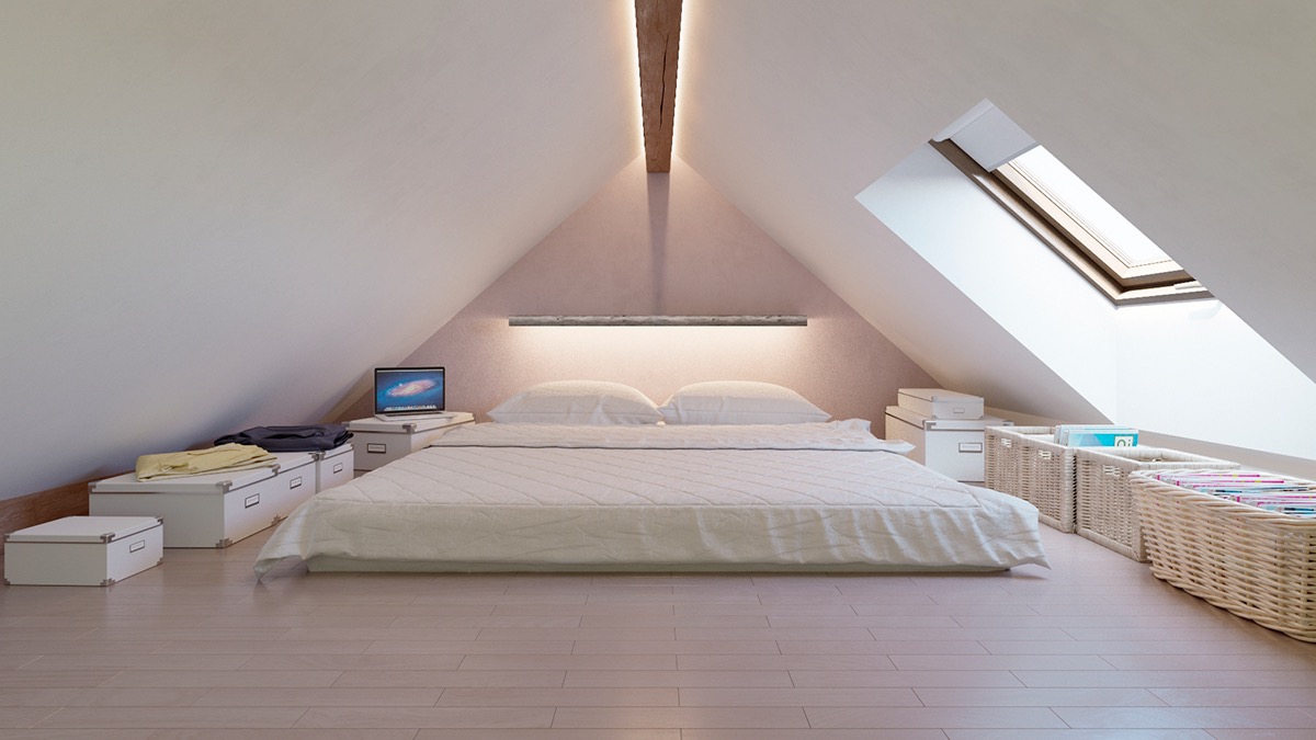 Attic Bedroom with Calming Ambient Light