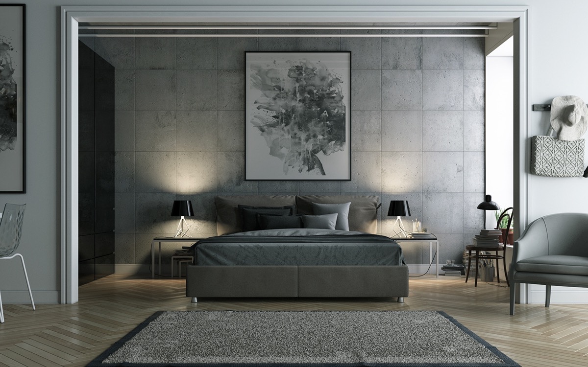 Gray Bedroom with Wall Art