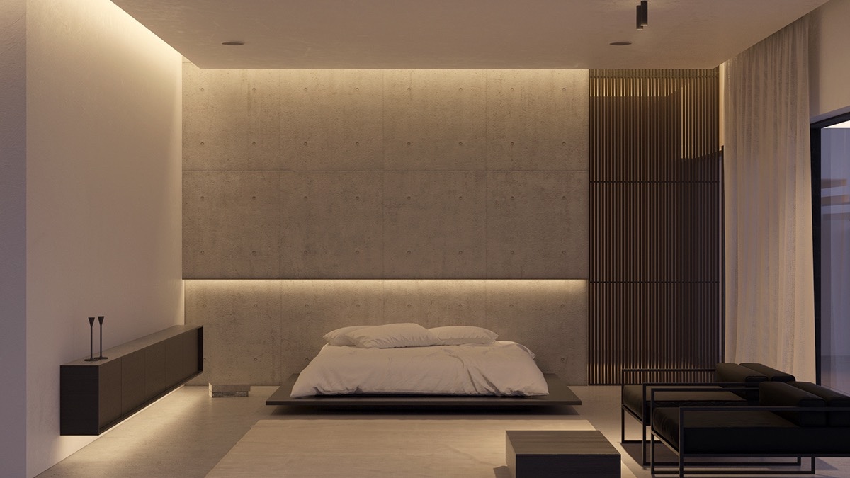 Gray Bedroom with Ambient Light
