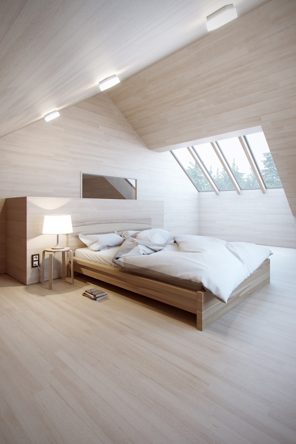 Minimalist Wooden Attic Bedroom