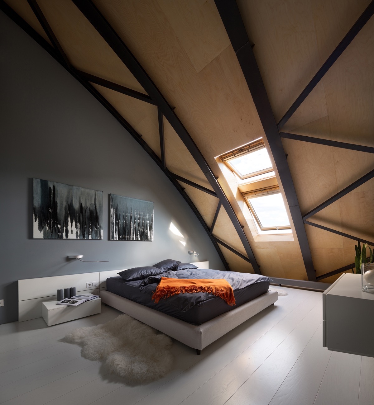 Attic Bedroom with Wooden Accent