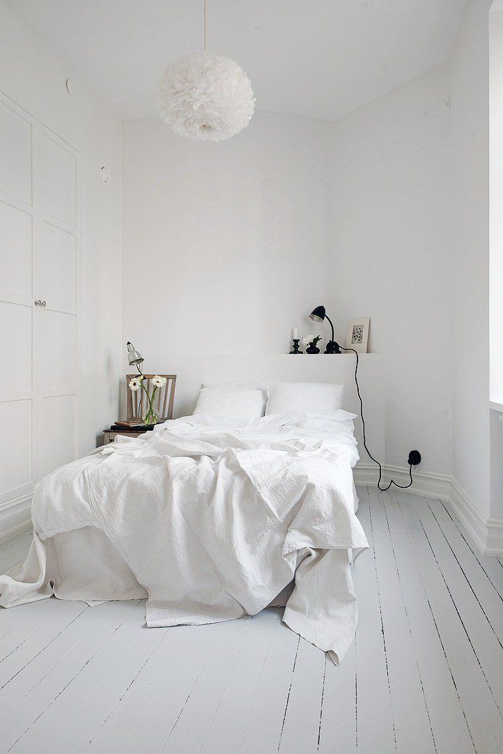 All White Minimalist Bedroom