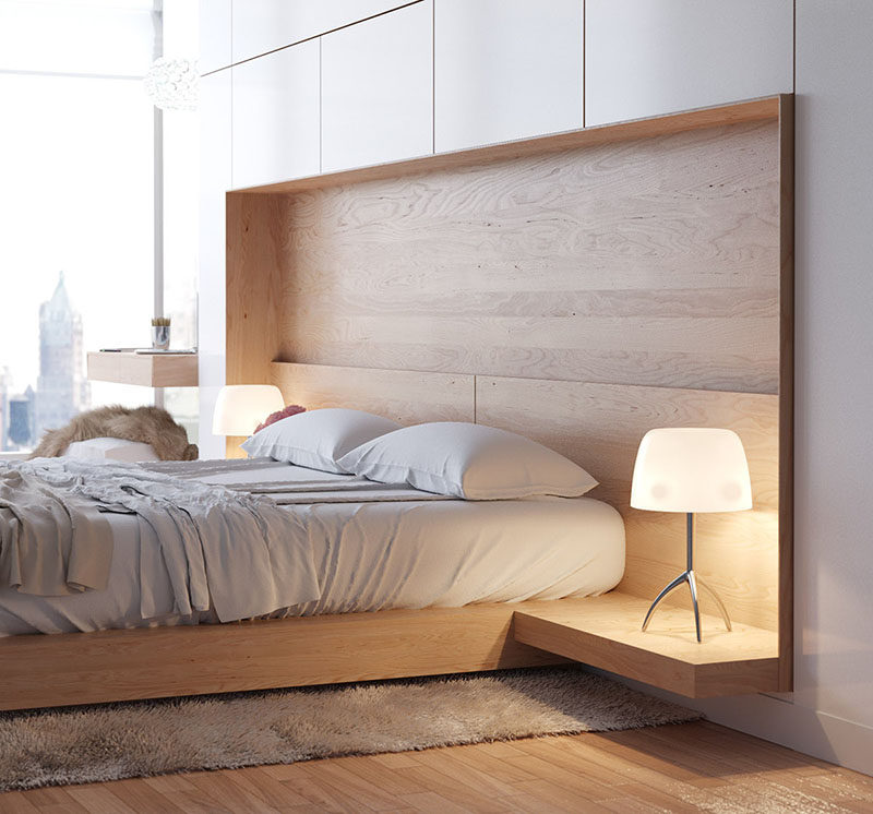 Nightstand Integrated with Headboard