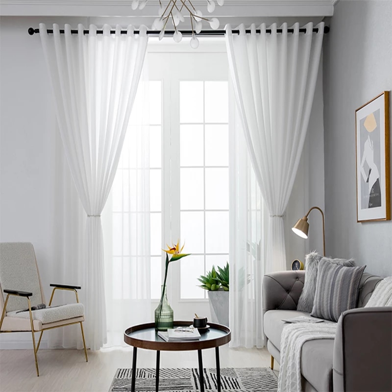 White Color for Living Room Curtains