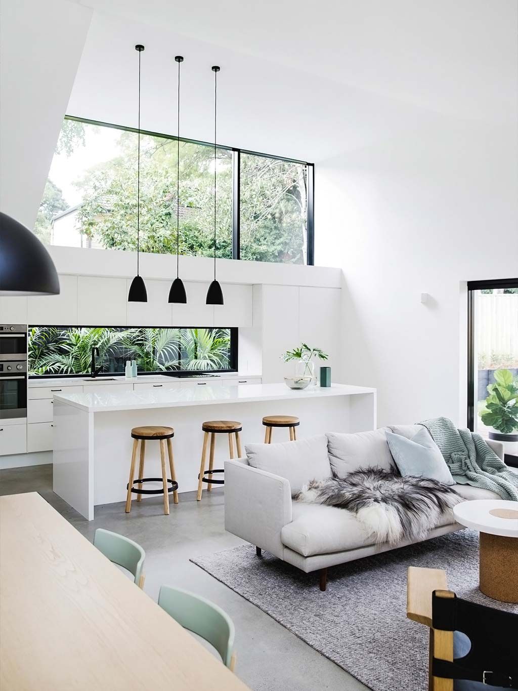 White Living Room in Open Space Concept
