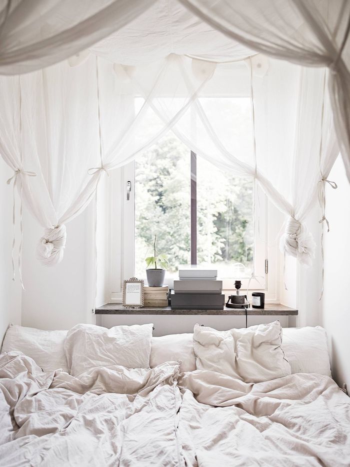 Clean and Bright White Bed Canopy