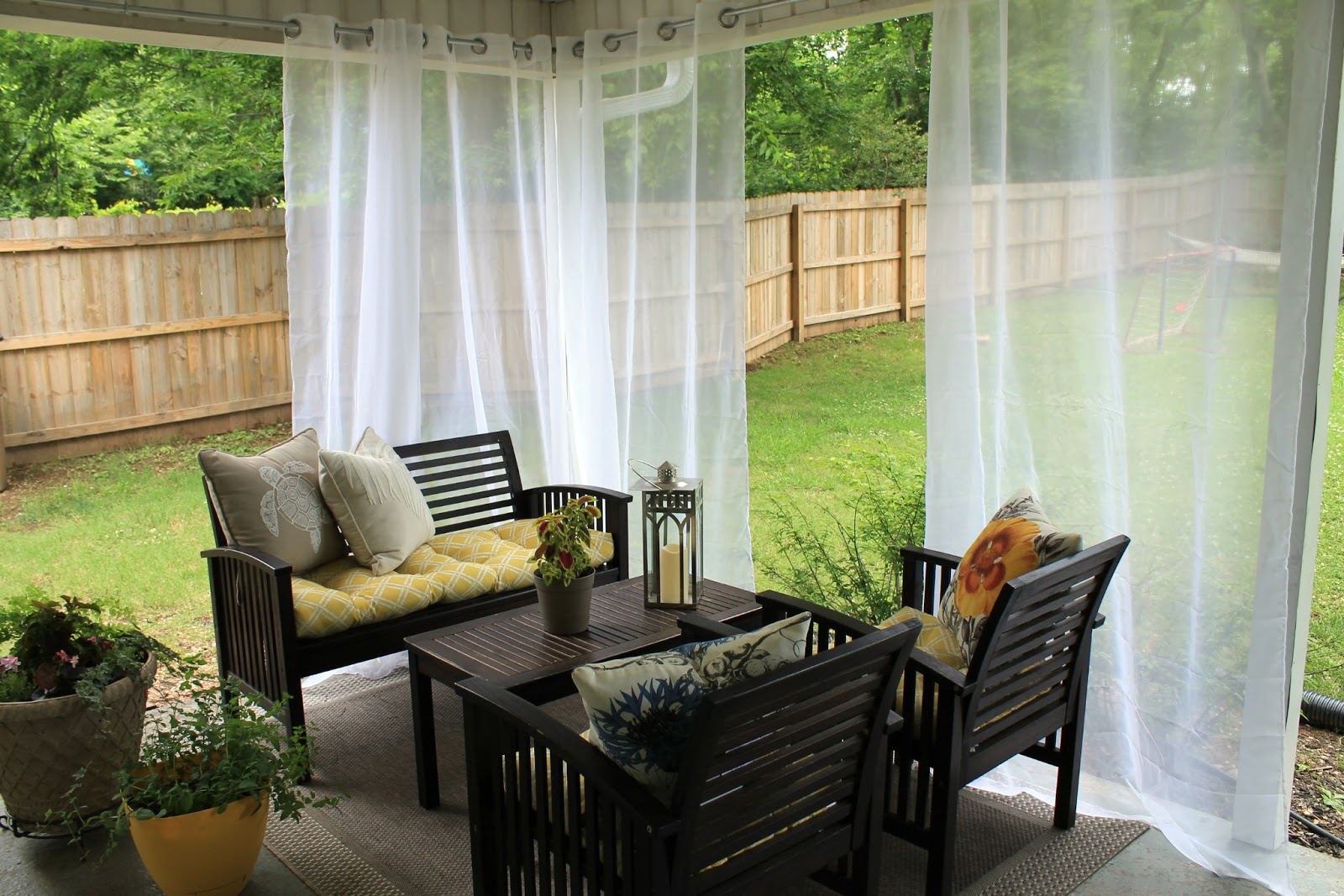 Backyard with Outdoor Curtain