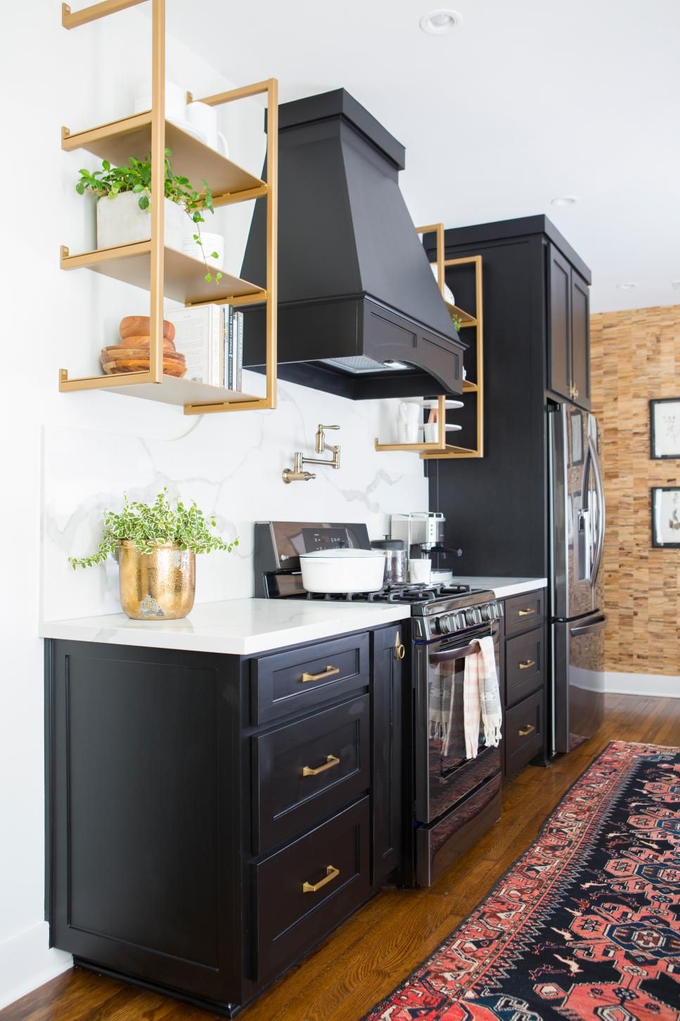 Black Cabinet with Gold Accent