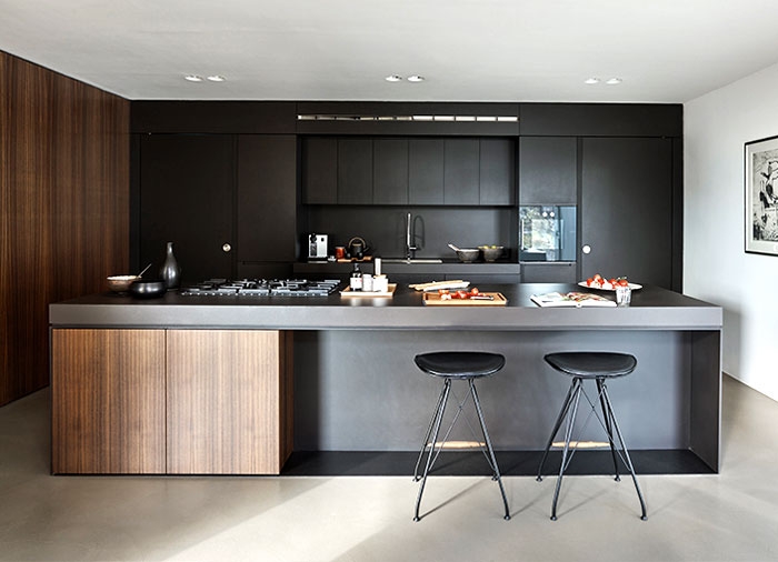 Black Cabinet with Wooden Accents