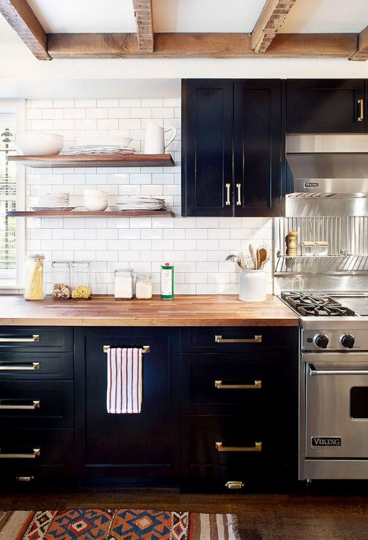 Black Cabinets in a Farmhouse Style Kitchen