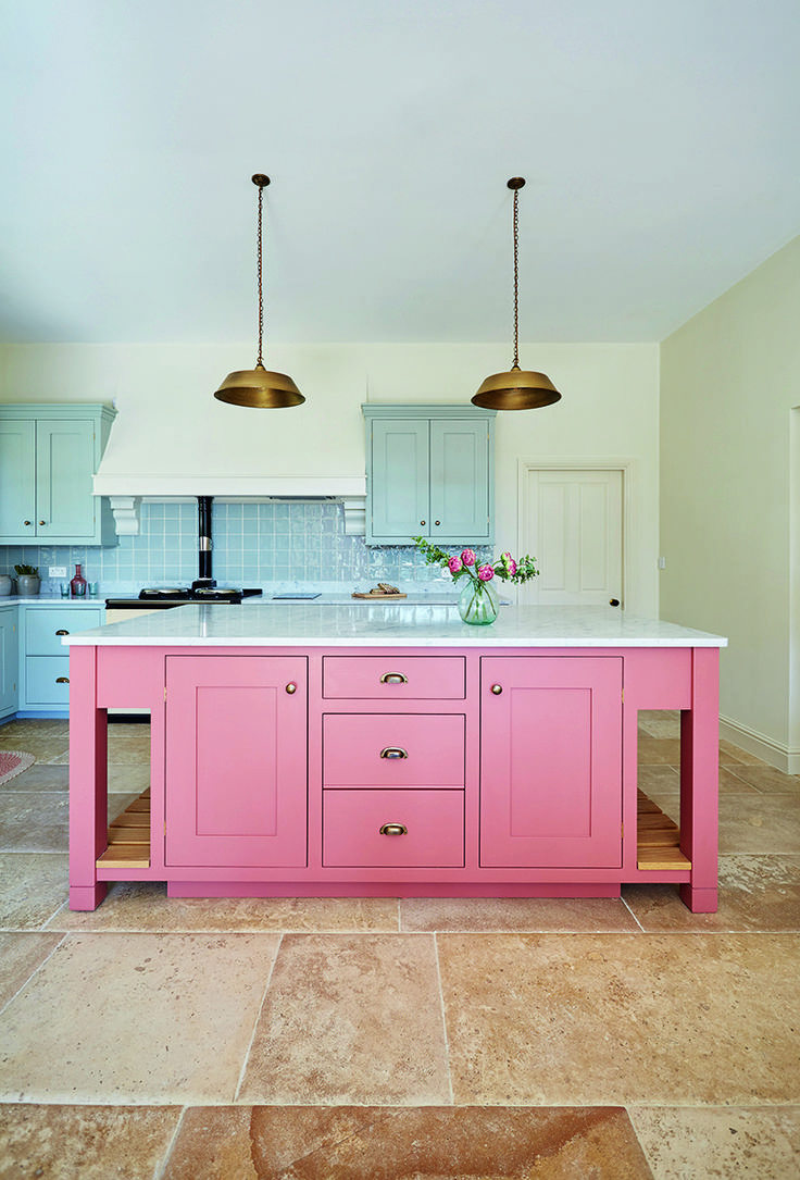 Creative Pink Color Kitchen Island