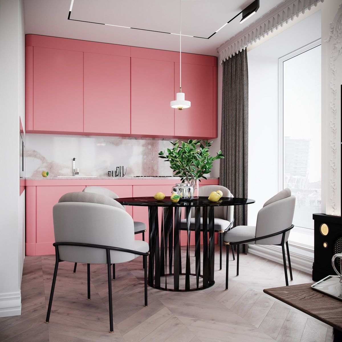 Simple Pink Kitchen