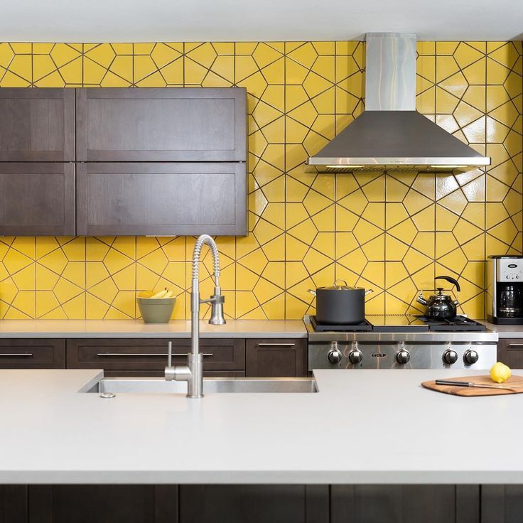 Yellow Backsplash as A Cheerful Accent