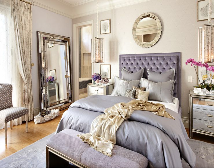 Lavender Bedroom with Gold Accents