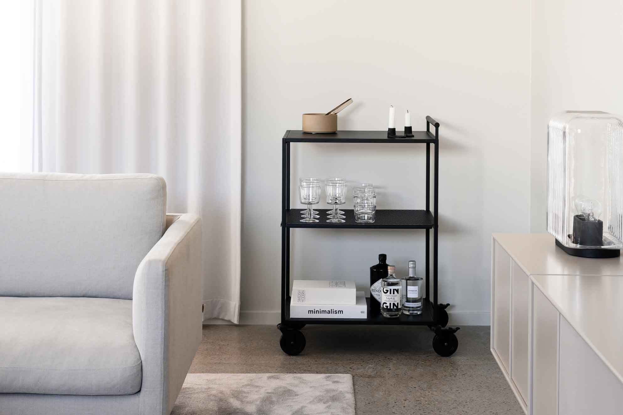 A Simple Bar Cart for a Minimalist Accent