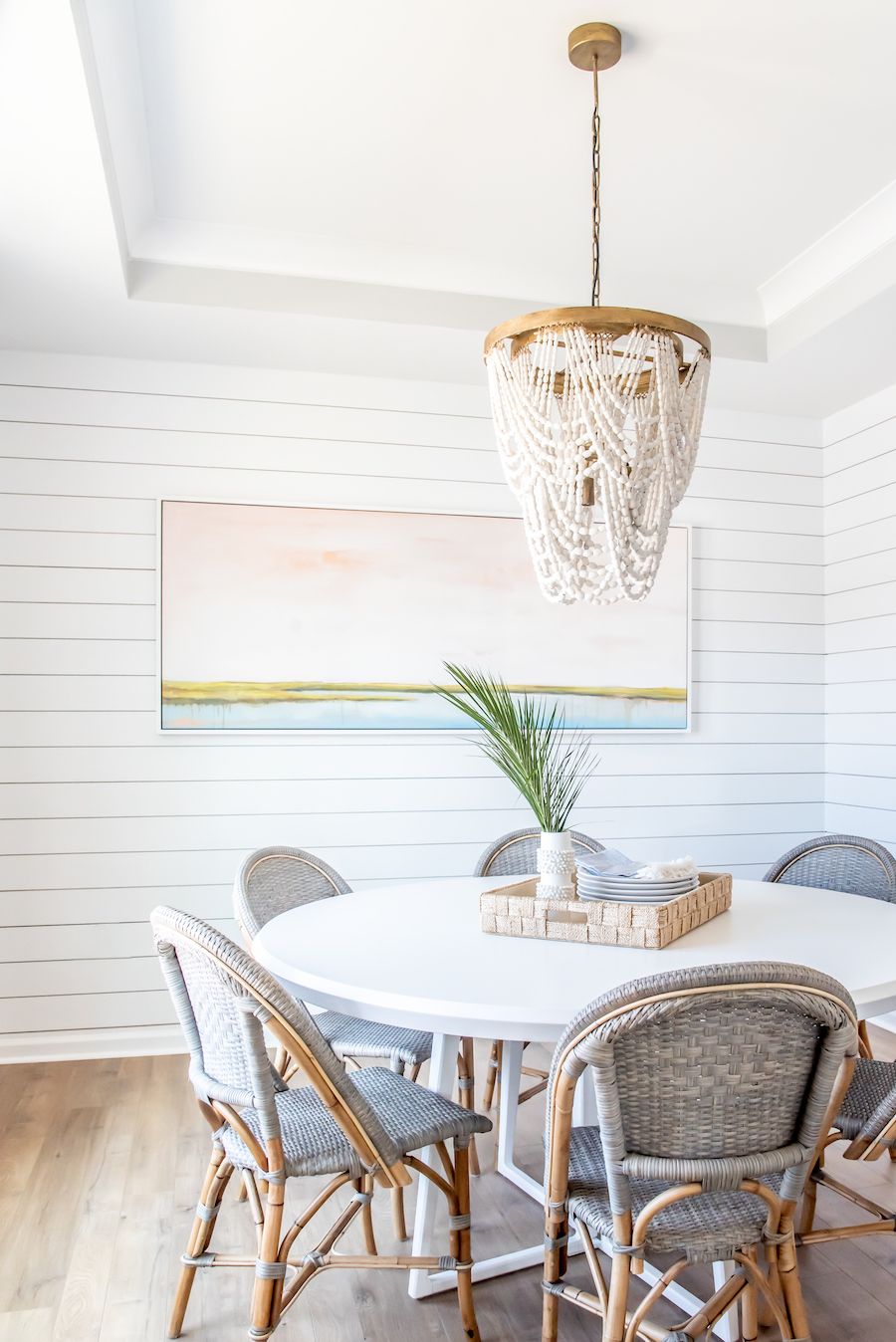 Coastal Style White Dining Room