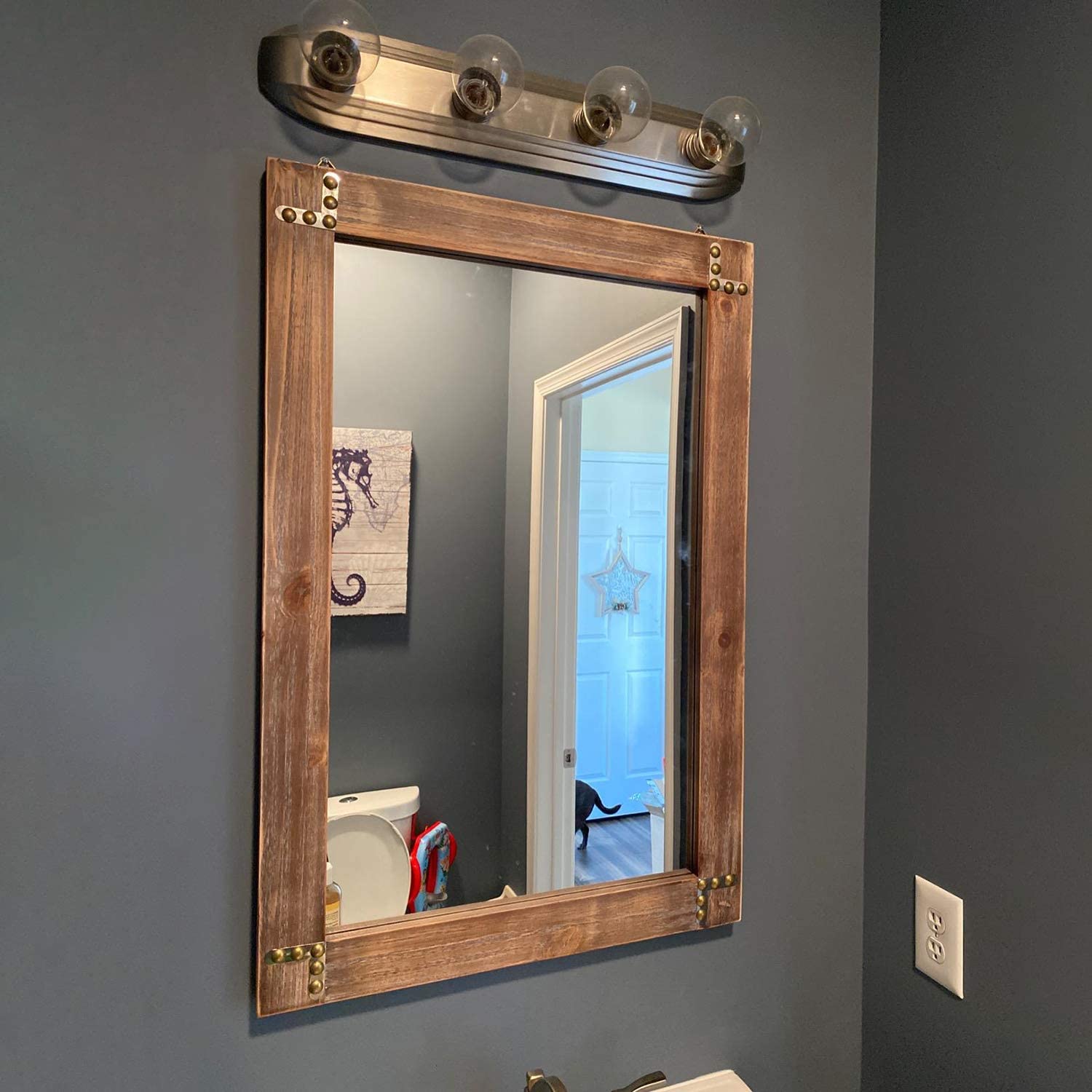 Decorative Mirror with Wooden Frame