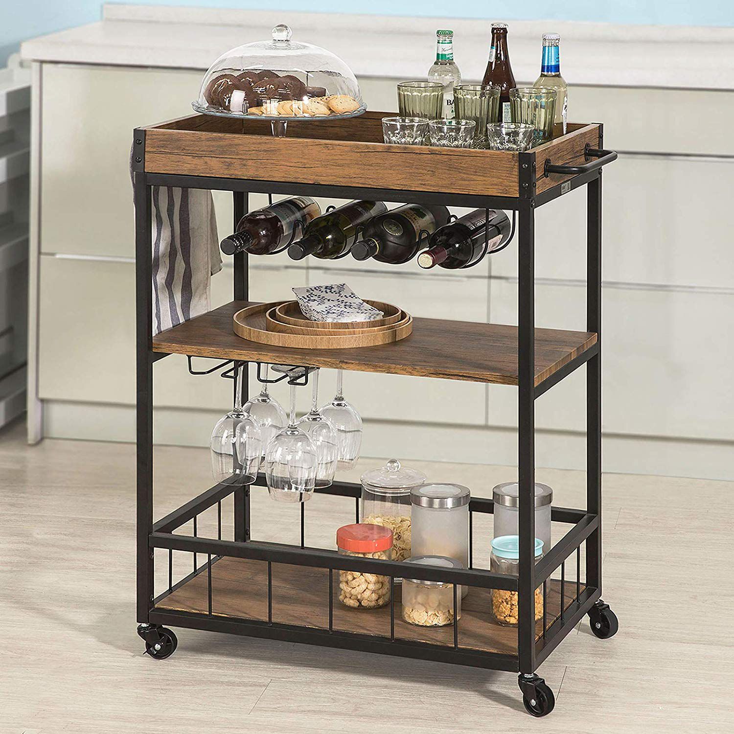 Industrial Bar Cart for Aesthetic Accent