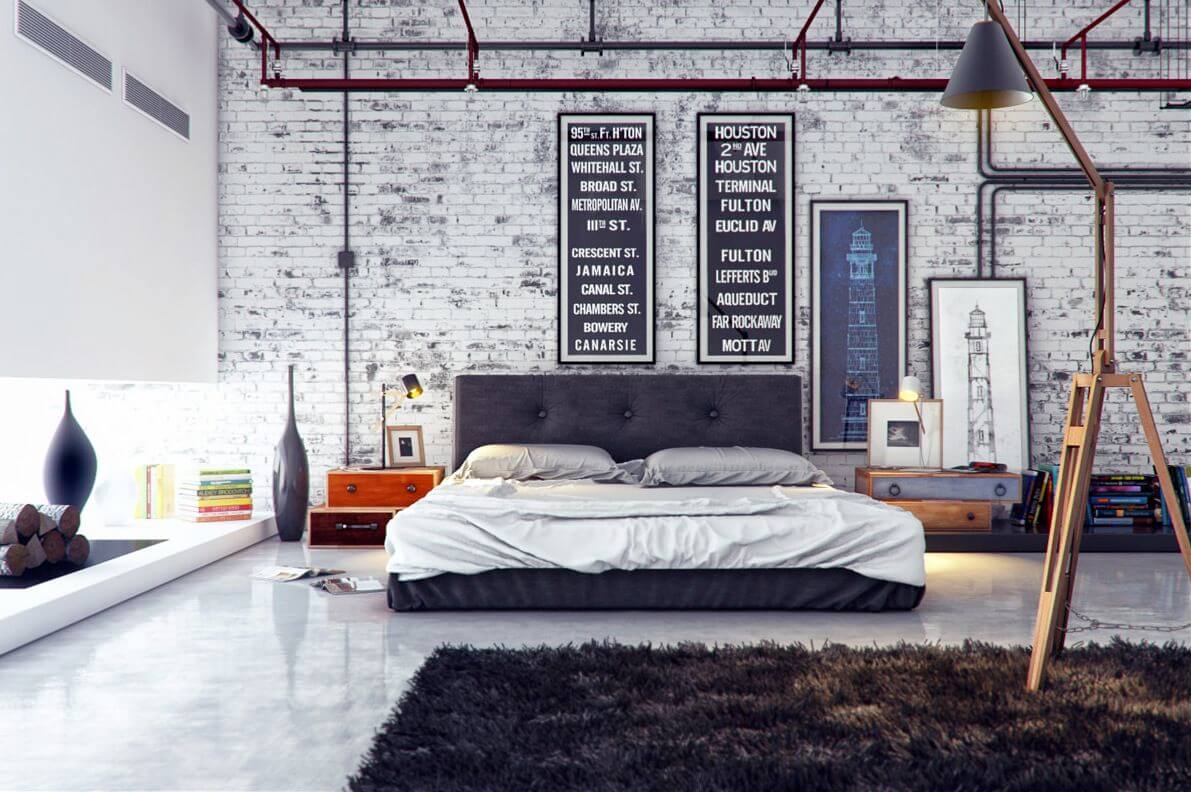 Industrial Style White Bedroom