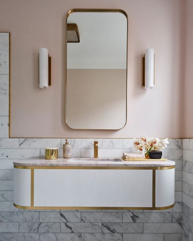 Mirror with Elegant Gold Color Frame