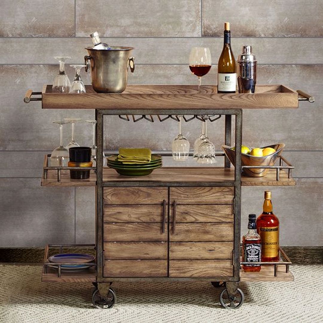 Rustic Bar Cart for a Warm Accent