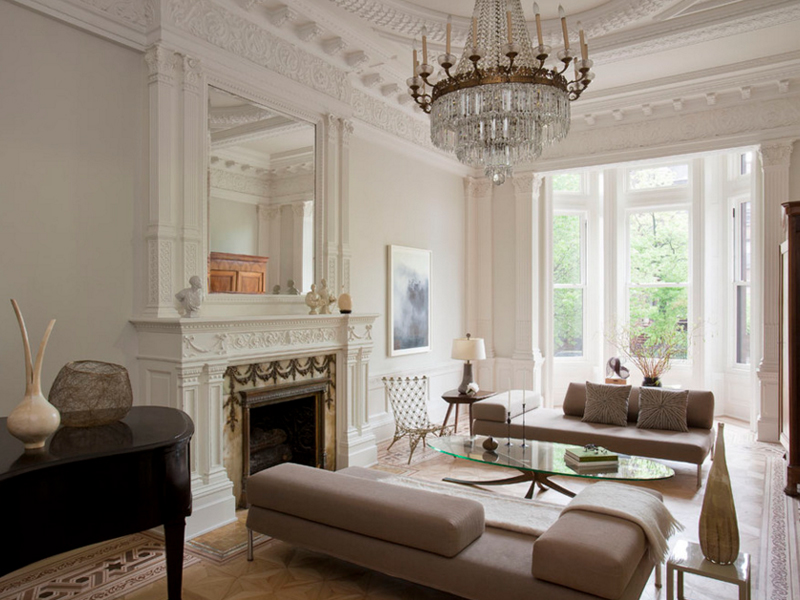 Traditional Living Room with Magnificent Chandeliers