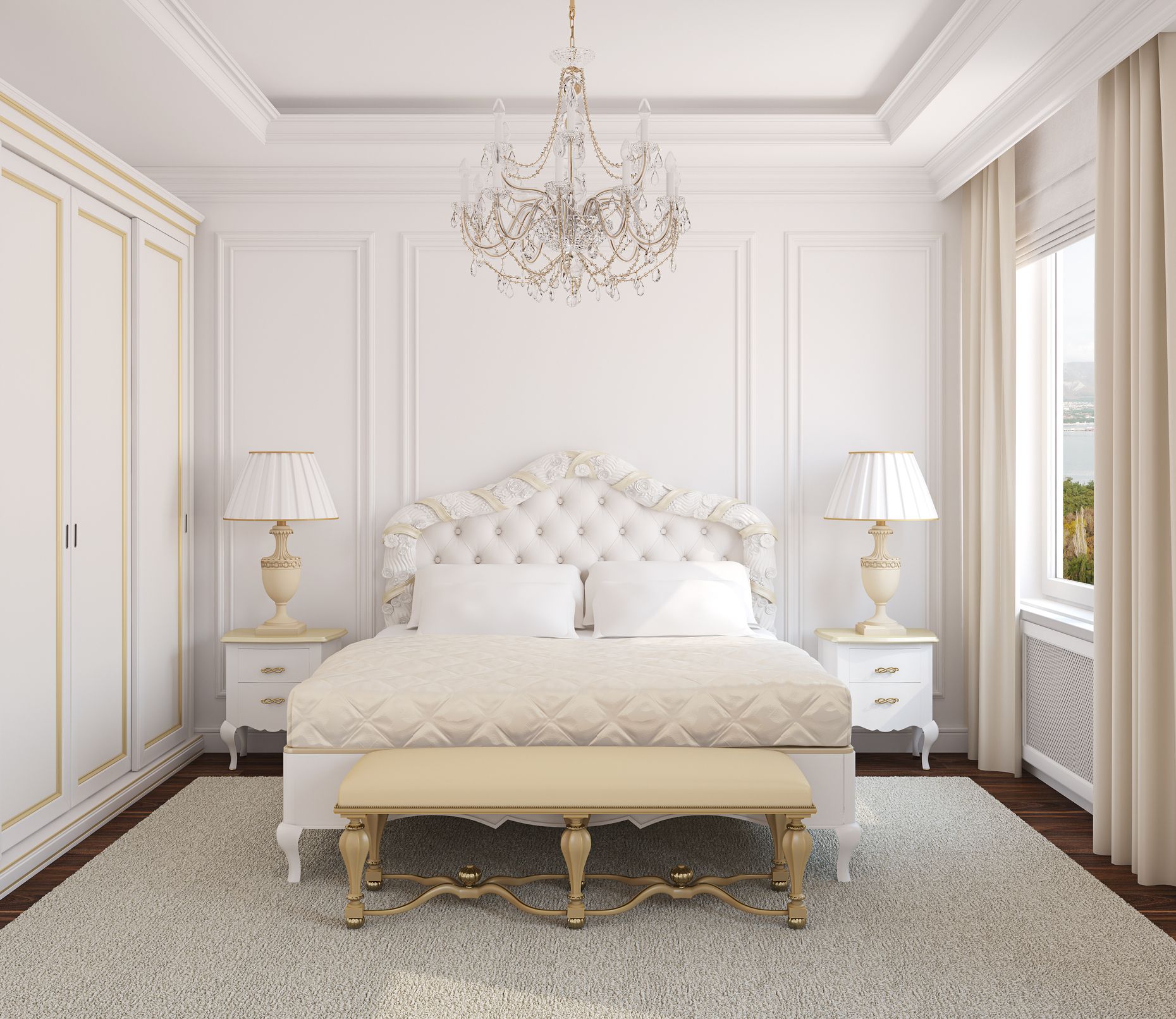 White Bedroom in Symmetrical Concept