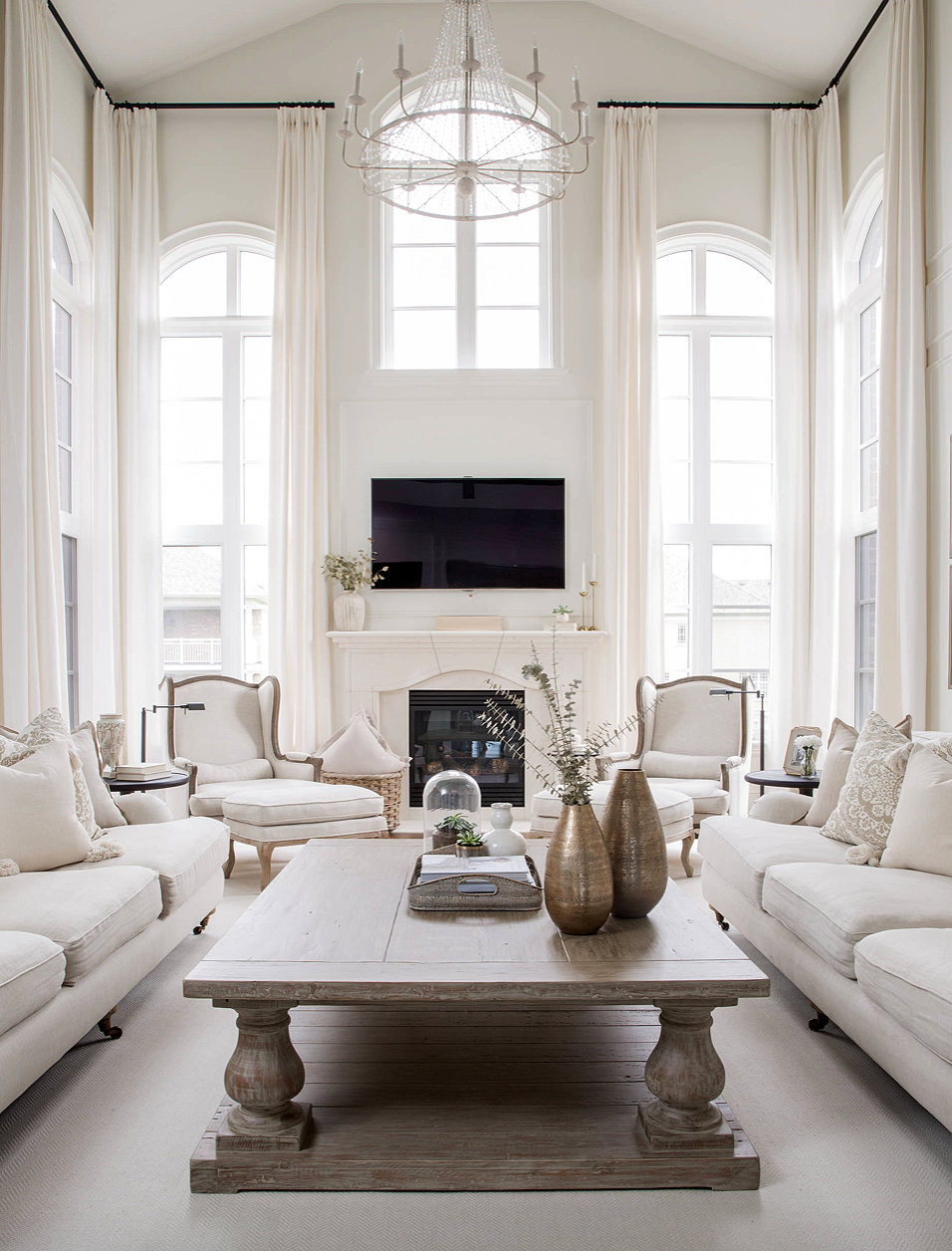 White Traditional Living Room